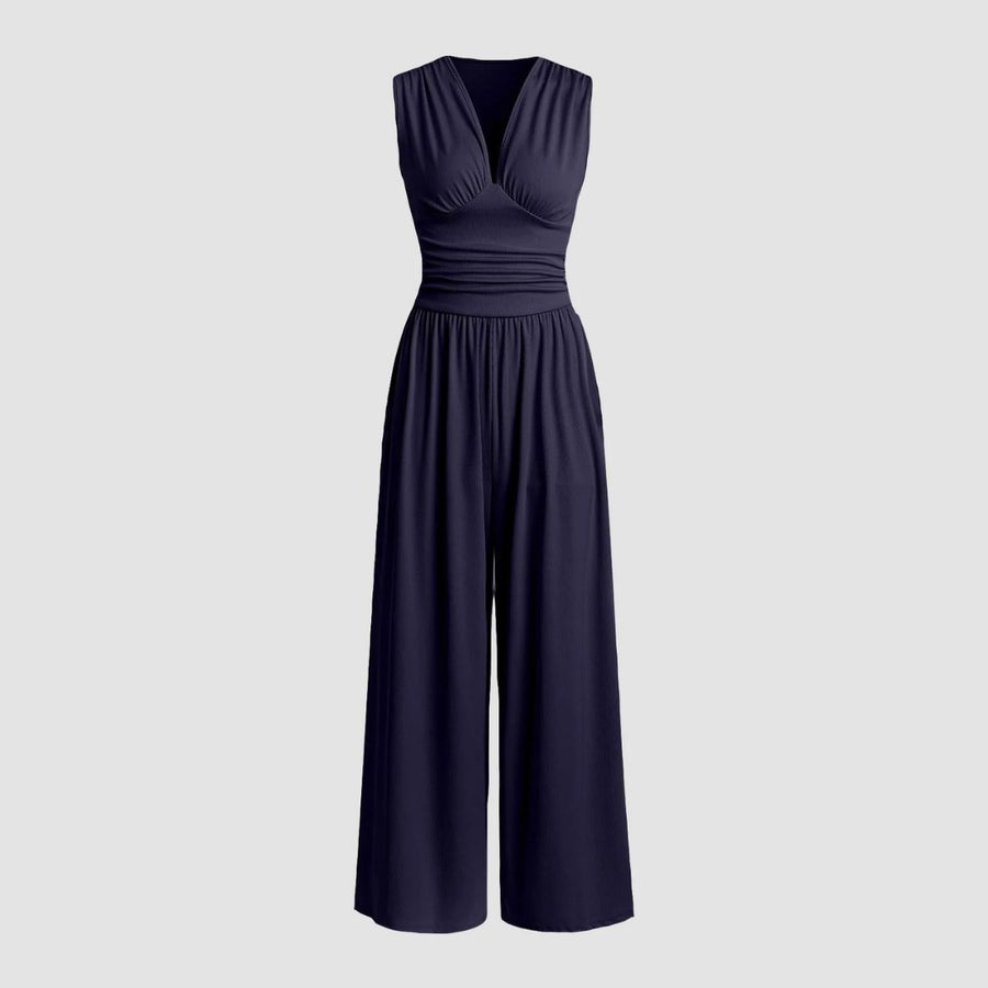 Jacquetta | Women's Full Length Wide Leg Jumpsuit in Navy