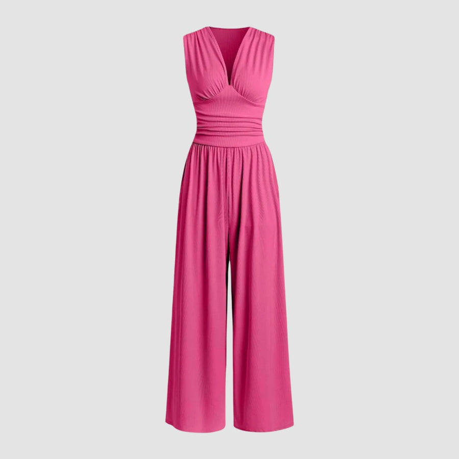 Jacquetta | Women's Full Length Wide Leg Jumpsuit in Pink