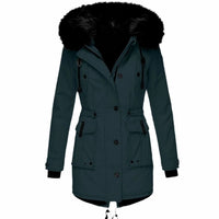 Janet | Women's Fitted Faux Fur Hooded Parka Winter Coat