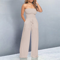 Janneke | Women's Strapless Wide Leg Jumpsuit in Beige