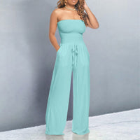 Janneke | Women's Strapless Wide Leg Jumpsuit in Blue