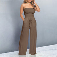 Janneke | Women's Strapless Wide Leg Jumpsuit in Brown