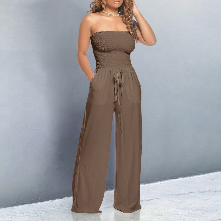 Janneke | Women's Strapless Wide Leg Jumpsuit in Brown