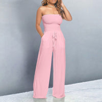 Janneke | Women's Strapless Wide Leg Jumpsuit in Pink