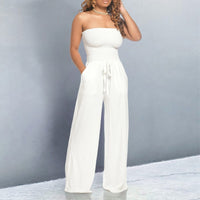 Janneke | Women's Strapless Wide Leg Jumpsuit in White