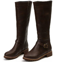 Jasmine | Women's Knee-High Block-Heel Buckle Strap Leather Boots