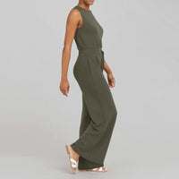 Jehanne | Women's Tie Waist Full Length Cut Jumpsuit