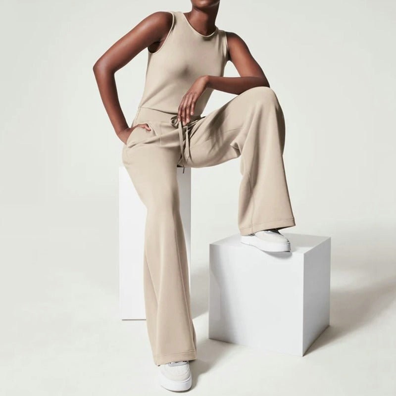 Jehanne | Women's Tie Waist Full Length Cut Jumpsuit