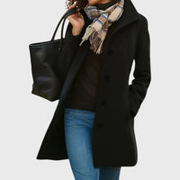 Jemima | Women's Longline Button Closure Coat in Black