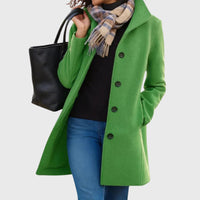 Jemima | Women's Longline Button Closure Coat in Light Green