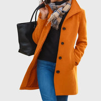 Jemima | Women's Longline Button Closure Coat in Orange