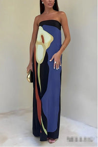 Jessaline | Women's Floral Casual Maxi Dress in Blue