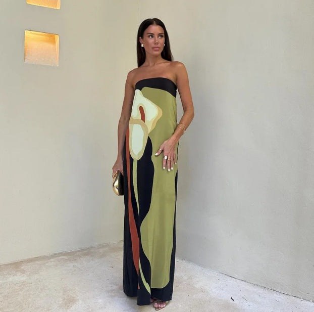 Jessaline | Women's Floral Casual Maxi Dress in Green