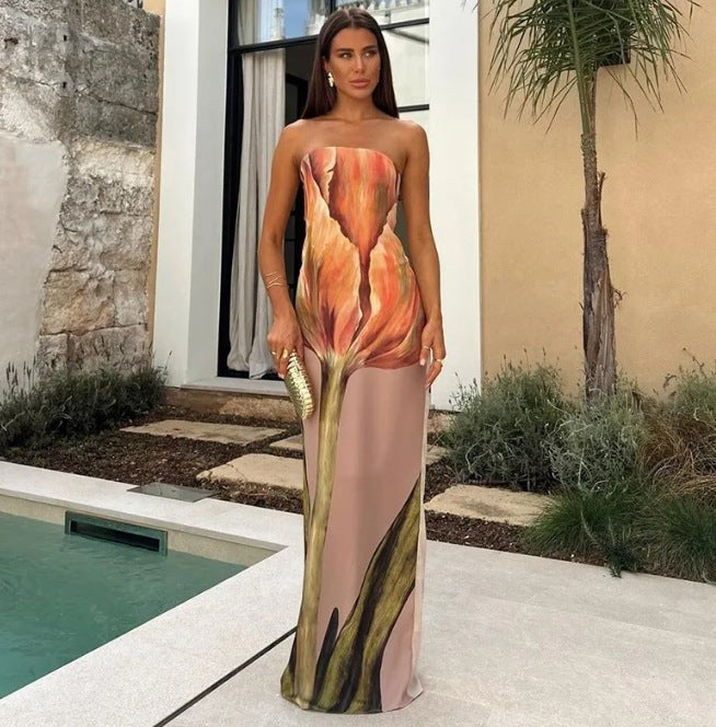 Jessaline | Women's Floral Casual Maxi Dress in Gross Blumenmust