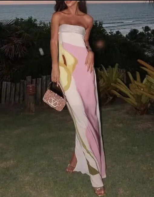 Jessaline | Women's Floral Casual Maxi Dress in Pink