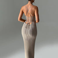 Jessamine | Women's V-Neck Tailored Knit Elegant Maxi Dress