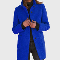 Jessamine | Women's Longline Button Design Coat in Blue