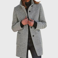 Jessamine | Women's Longline Button Design Coat in Gray