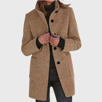 Jessamine | Women's Longline Button Design Coat in Light Brown