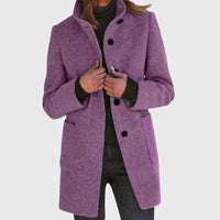 Jessamine | Women's Longline Button Design Coat in Purple