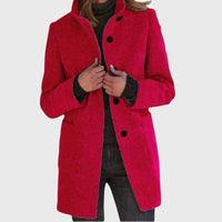 Jessamine | Women's Longline Button Design Coat in Red