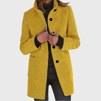 Jessamine | Women's Longline Button Design Coat in Yellow
