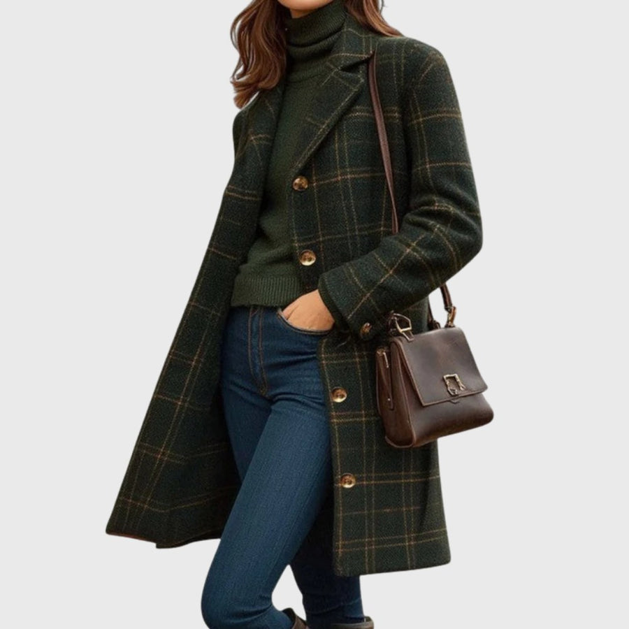 Jessamy | Women's Longline Button Front Coat in Green