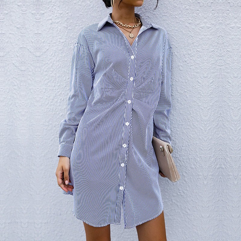 Jewel | Women's Striped Shirt Dress in Blue