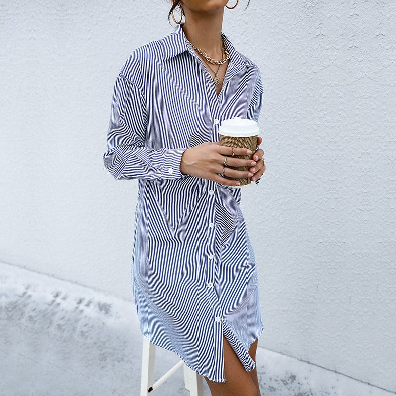 Jewel | Women's Striped Shirt Dress in Blue