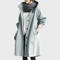 Jewel | Women's Trench Longline Hooded Coat in Light Blue