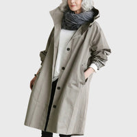 Jewel | Women's Trench Longline Hooded Coat in Light Gray
