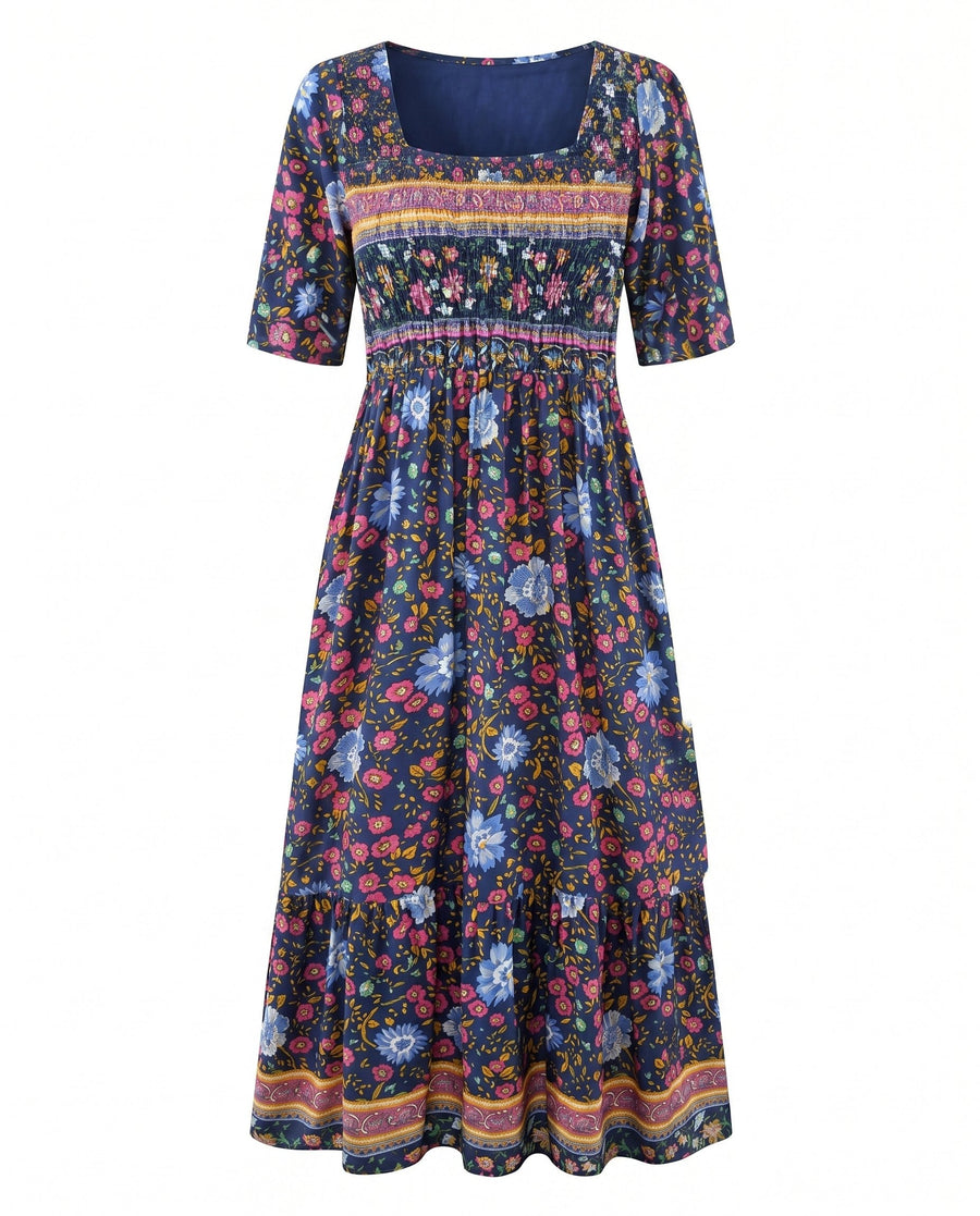 Jocasta | Women's Boho Print Midi Dress