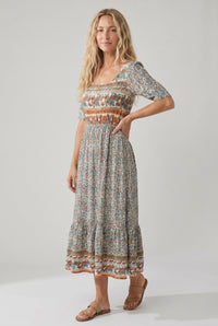 Jocasta | Women's Boho Print Midi Dress