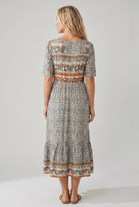 Jocasta | Women's Boho Print Midi Dress