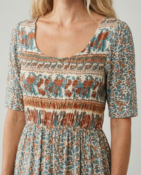 Jocasta | Women's Boho Print Midi Dress