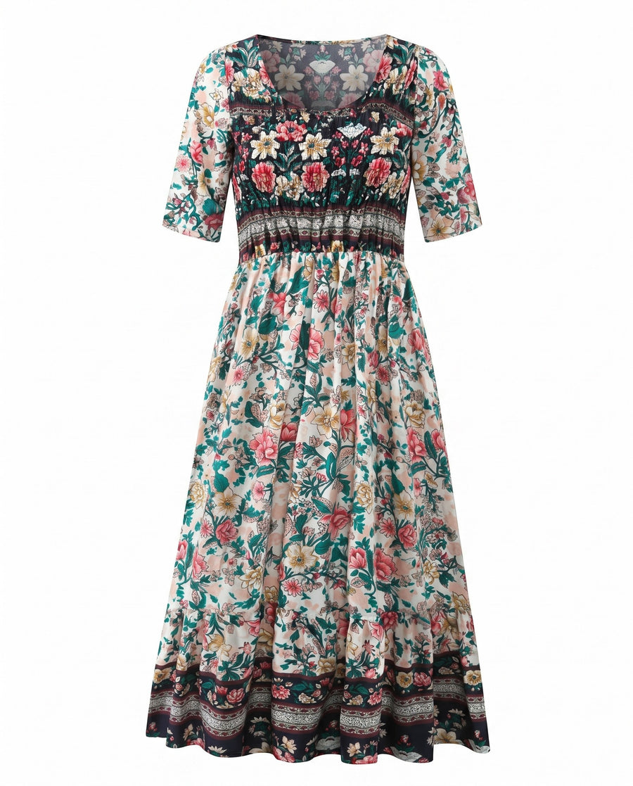 Jocasta | Women's Boho Print Midi Dress