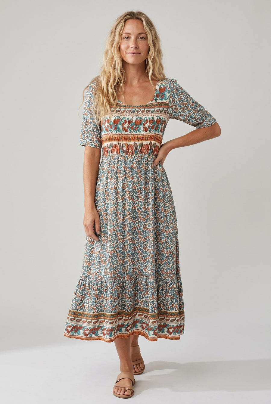 Jocasta | Women's Boho Print Midi Dress