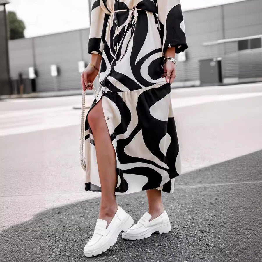 Joceline | Women's Waist Belt Belted Modern Maxi Dress