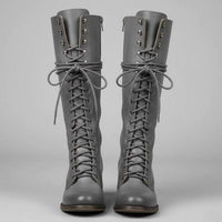 Jocelyn | Women's Lace-Up Block Heel Studded Knee-High Boots