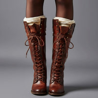 Jocelyn | Women's Lace-Up Block Heel Studded Knee-High Boots