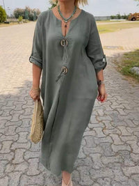 Johanna | Women's Scoop Neck Midi Long Sleeve Dress