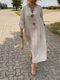 Johanna | Women's Scoop Neck Midi Long Sleeve Dress