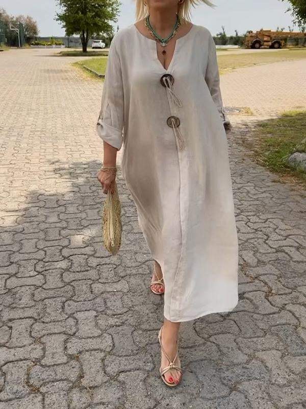 Johanna | Women's Scoop Neck Midi Long Sleeve Dress