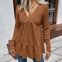 Johanneke | Women's V-Neck Top in Brown