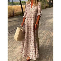 Jolanthe | Women's V-Neck Fashionable Casual Maxi Dress in Pink