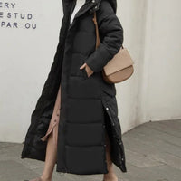 Jolene | Women's Long Quilted Puffer Winter Coat Full-Length Zip in Black