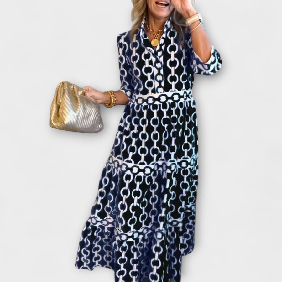 Jonquil | Women's Chain Print Midi Dress in Black