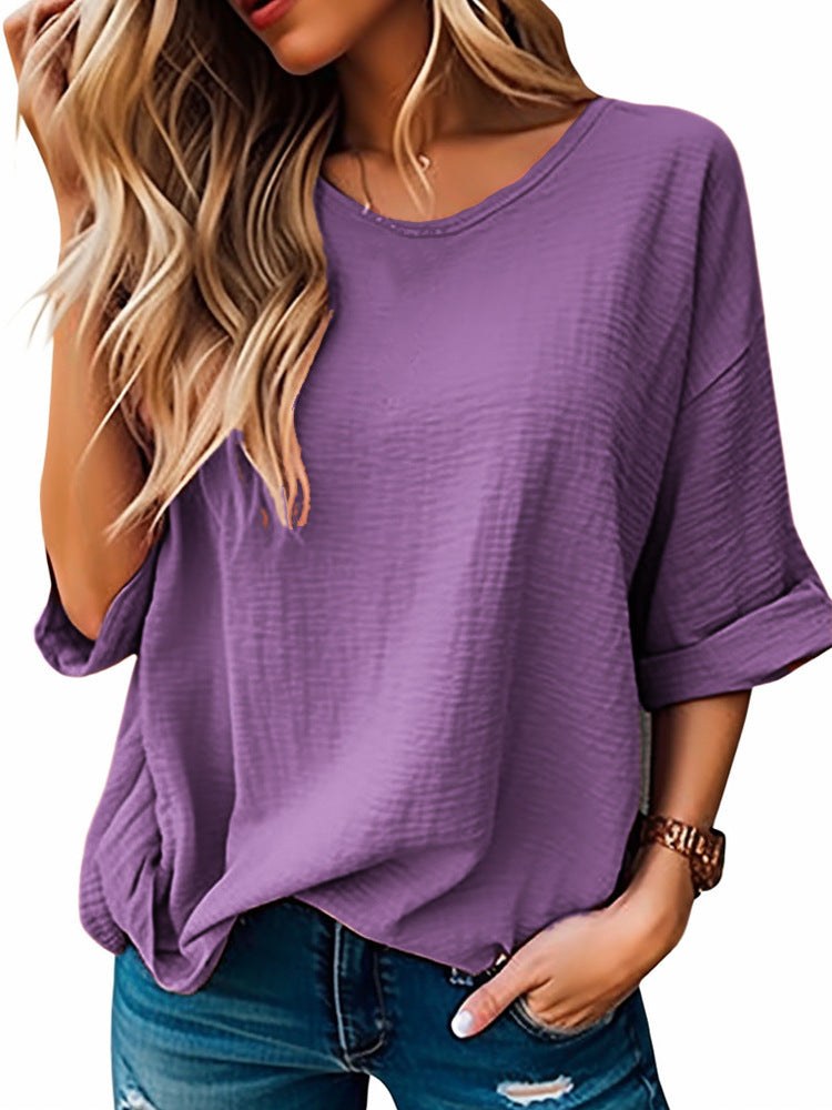 Jordaine | Women's Textured T-Shirt in Purple