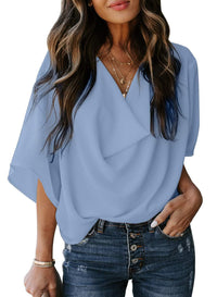 Josefine | Women's V-Neck Oversized Top in Sky Blue
