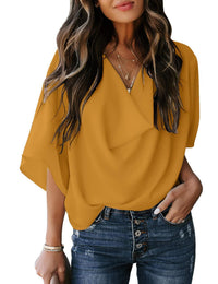 Josefine | Women's V-Neck Oversized Top in Yellow